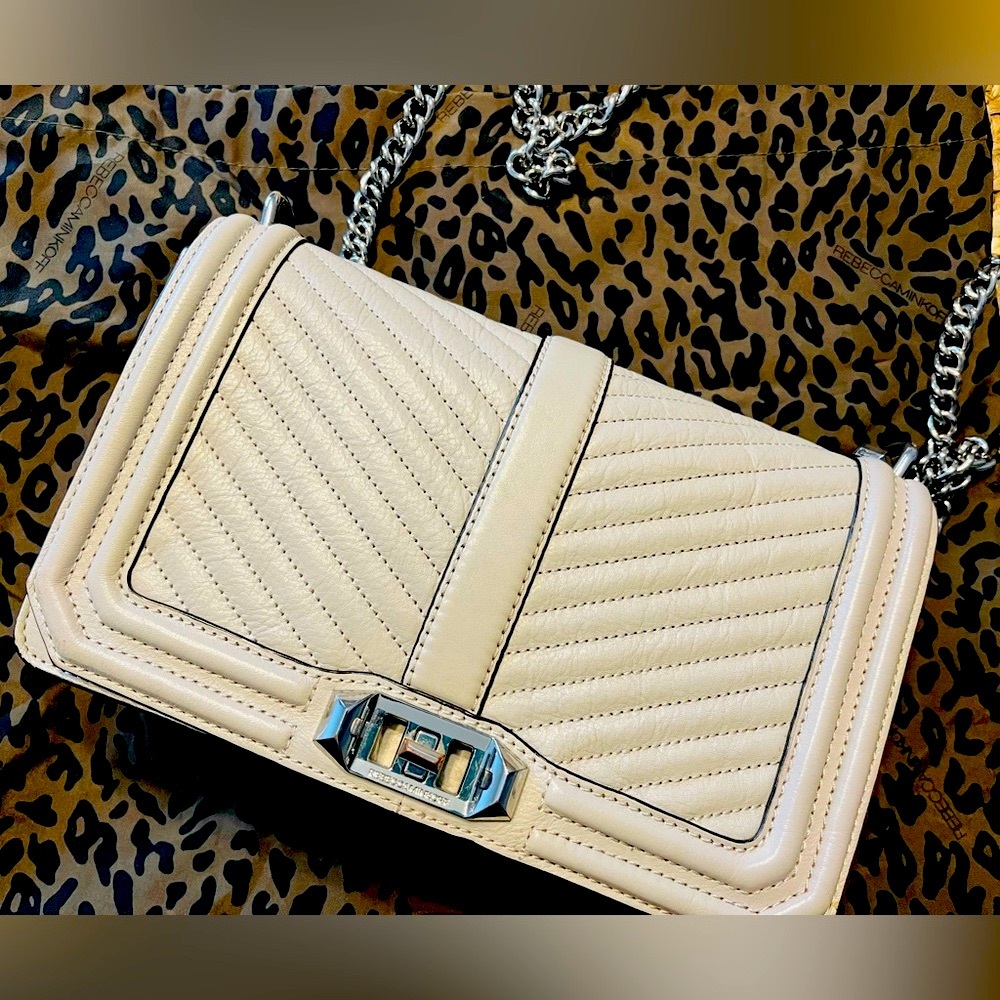 REBECCA MINKOFF Light Grey (Oyster) Leather Crossbody